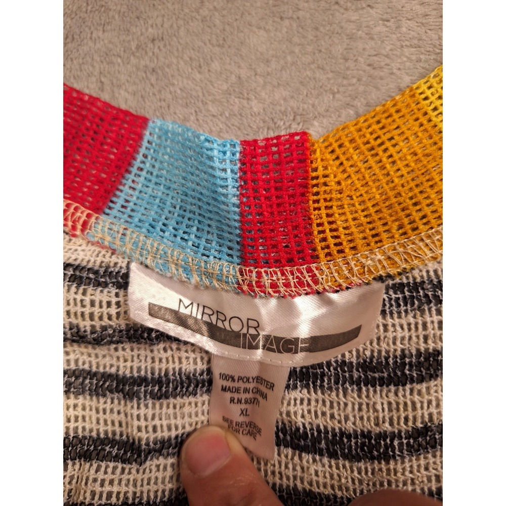Mirror Image Swim Cover Up Womens Size XL Rainbow Mesh With Pockets